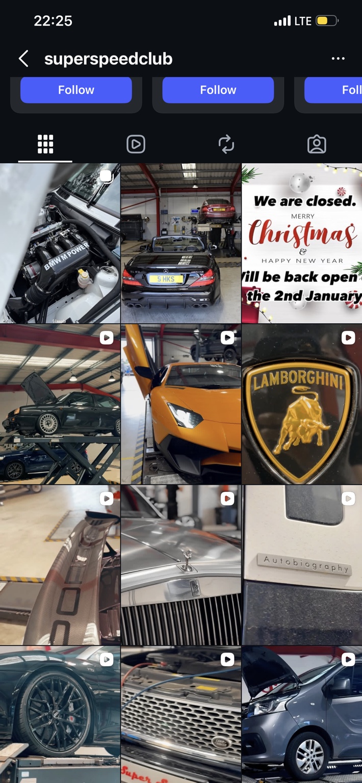Recent vehicles and workshop work from the SuperSpeed Instagram feed